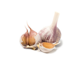 close-up garlic isolated on white background