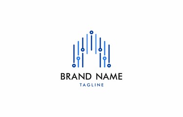 Smart Home Circuit Technology Logo Vector Template Design