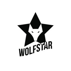 Obraz premium Wolf star logo vector icon illustration