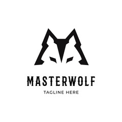 Wolf with letter M. Master wolf logo vector icon illustration © Yuni25