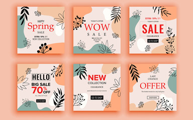 Naklejka premium Set of sale banner template design. Vector illustration.