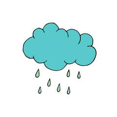 The cloud from which it rains. Weather. Rain season. Shower. Vector. Doodle. Hand-drawn illustration.