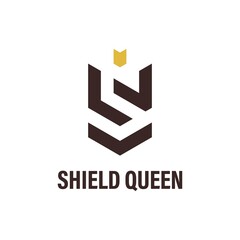 Shield Queen Logo with typography Letter S Template Premium Logos