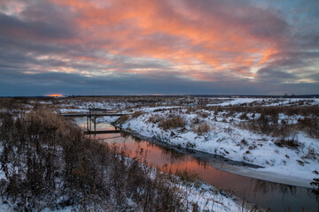 wooden bridge over the stream