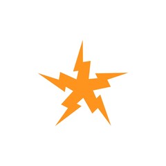 Electric Thunder Star Logo, 5 Electricity Symbol Vector for Power Energy Supply