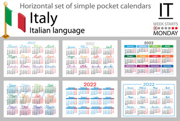 Italian horizontal pocket calendar for 2022