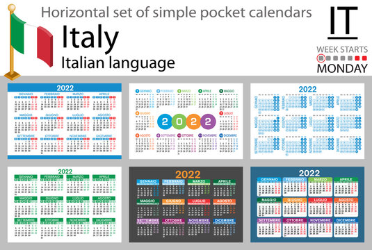 Italian horizontal pocket calendar for 2022