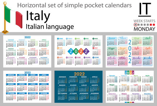 Italian horizontal pocket calendar for 2022