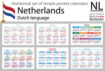 Dutch horizontal pocket calendar for 2022