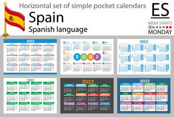 Spanish horizontal pocket calendar for 2022
