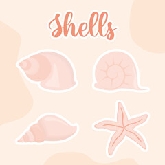 four seashell icons