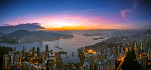 Panorama view of Hong Kong Cityscapes 