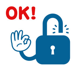 Obraz premium ロック解除された鍵のアイコン（南京錠・錠前）