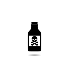 Poison in bottle icon with shadow