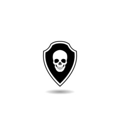 Pirate skull and bones icon with shadow