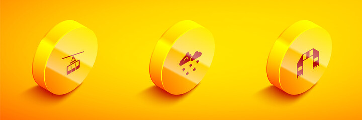 Set Isometric Cable car, Cloud with snow and Winter scarf icon. Vector
