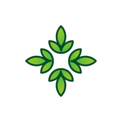 Geometric leaf wellness plant leaves flower nature health logo design. Stock Vector illustration isolated on white background.