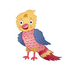 Cute cartoon-style bird chick. Vector on white background.