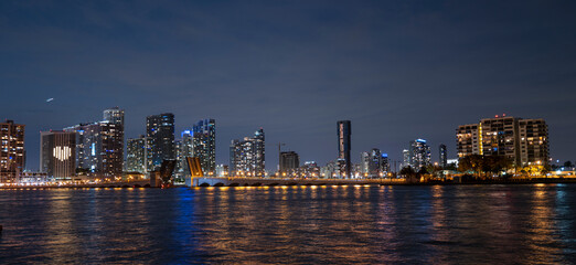 Fototapeta na wymiar Miami city. USA downtown skyscrappers landscape. Night city.