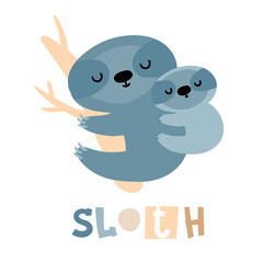Mom and baby sloths