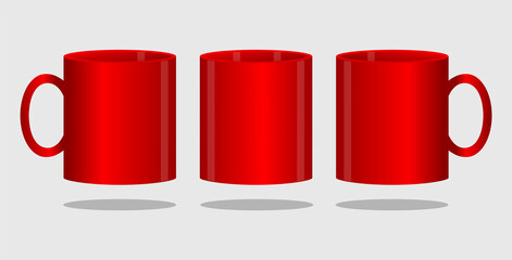 Blank Red Ceramic Mug Template Vector On White Background