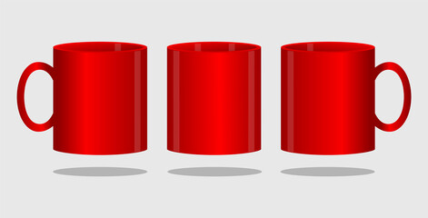 Blank Red Ceramic Mug Template Vector On White Background