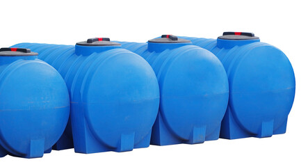 Blue plastic water and liquids barrel storage