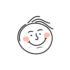 Fototapeta premium Doodle emodji. Hand drawn face expressions, happymood. Laughing face, smiling mouth. Different mood. Positive human feelings. Vector illustration