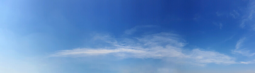 Panorama sky with cloud on a sunny day. Beautiful cirrus cloud.