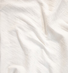 Fabric backdrop White linen canvas crumpled natural cotton fabric Natural handmade linen top view background Organic Eco textiles White Fabric texture