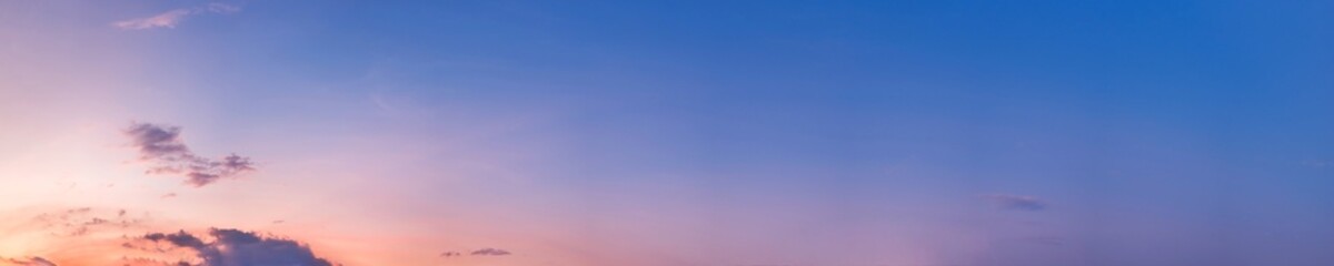 Dramatic panorama sky with cloud on sunrise and sunset time. Panoramic image.