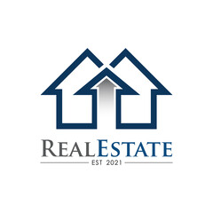 Home Real Estate with upward arrow Sign
