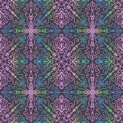 Seamless pattern. Multi-colored lines on a black background.