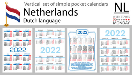 Dutch vertical pocket calendar for 2022