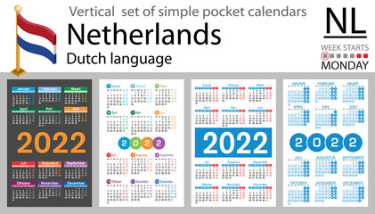 Dutch vertical pocket calendar for 2022