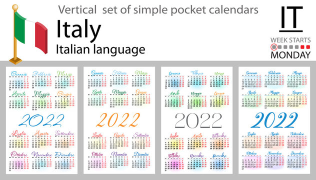 Italian vertical pocket calendar for 2022