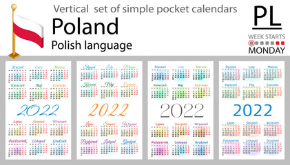 Fototapeta na wymiar Polish vertical pocket calendar for 2022