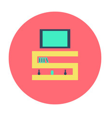 TV Stand Colored Vector Icon