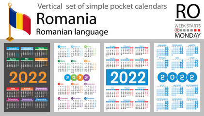 Romanian vertical pocket calendar for 2022