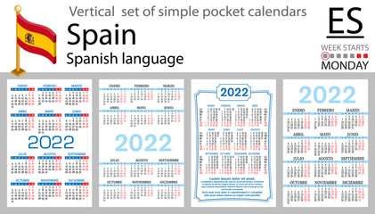 Spanish vertical pocket calendar for 2022