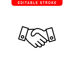 Hand Shake Outline Icon. Hand Shake Line Art Logo. Vector Illustration. Isolated on White Background. Editable Stroke