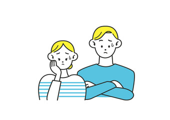 不安そうな表情の夫婦 単体
