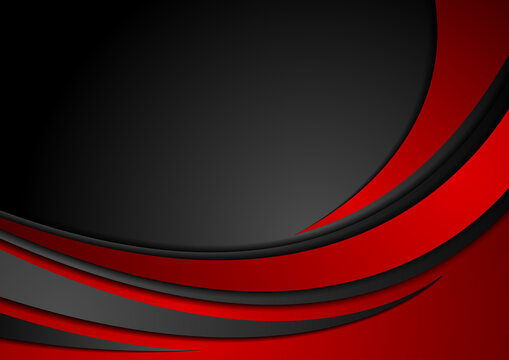 High contrast red and black abstract tech corporate wavy background. Vector design