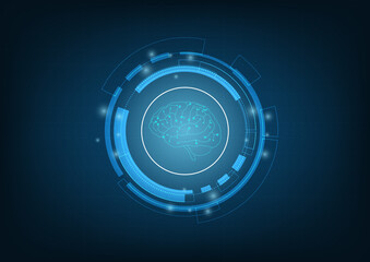 circle digital hi-tech, Human Brain. technology design. concept innovation.