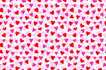 seamless red heart pattern background in hand drawn style