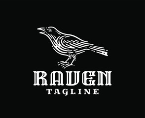 Fototapeta na wymiar logo illustration of raven in vintage design