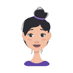 Icon of facial expressions avatars of an oriental woman with different emotions