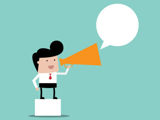 businessman with megaphone advertising concept