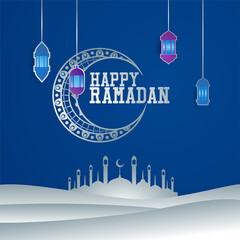 ramadan mubarak ramadan kareem, happy ramadan greeting design for Muslims holy month, vector illustration