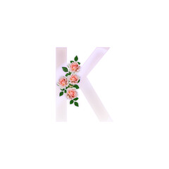 Pastel pink flower letter, romantic design element isolated alphabet, valentine day, celebration font, wedding card part